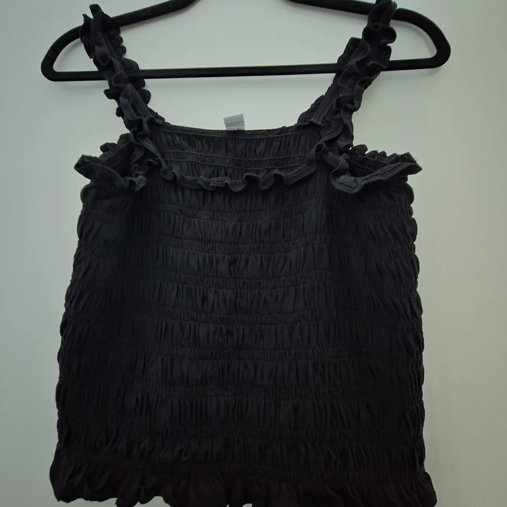 Black Ruffled Smocked Top - Picture 2 of 2